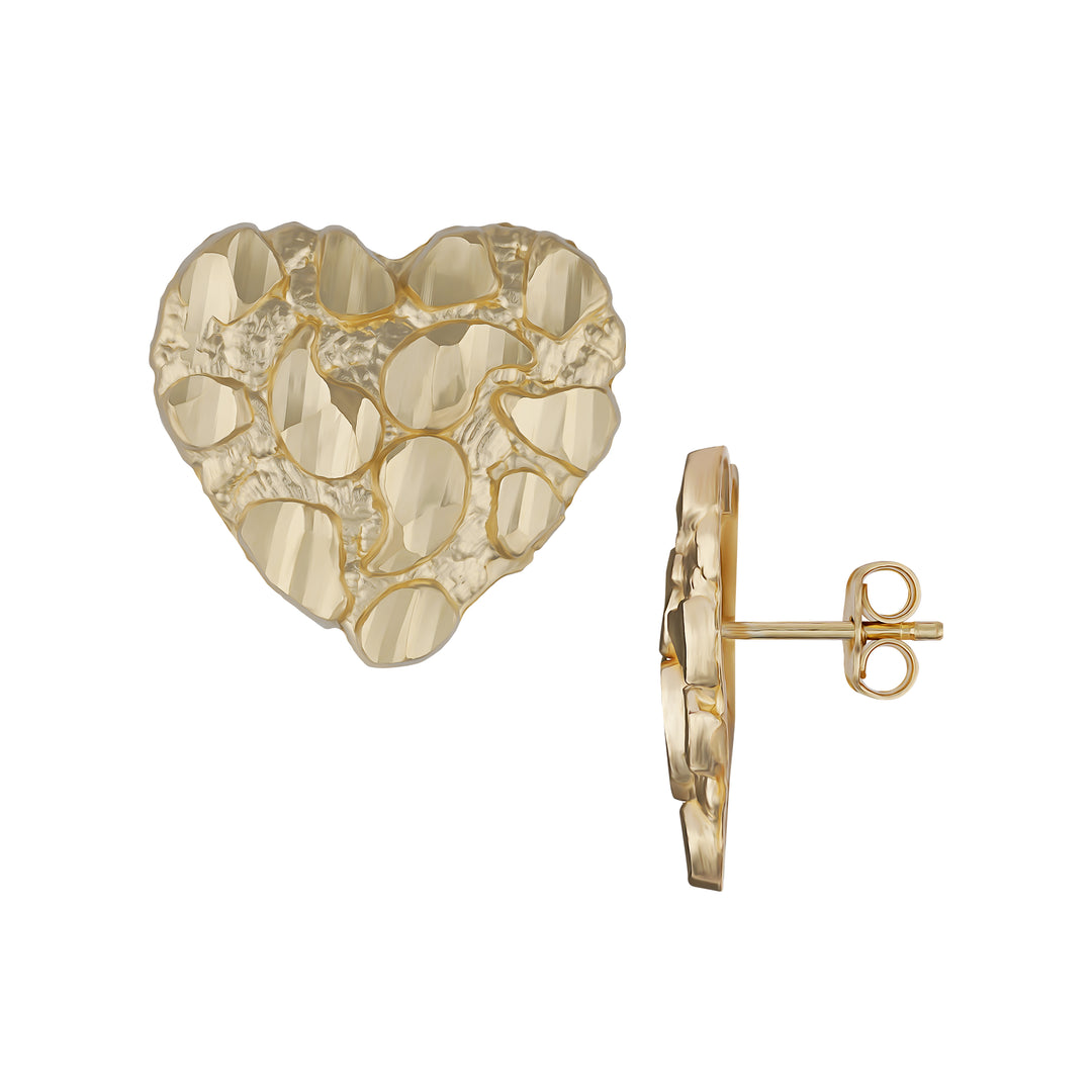 Gold Nugget Heart Earrings