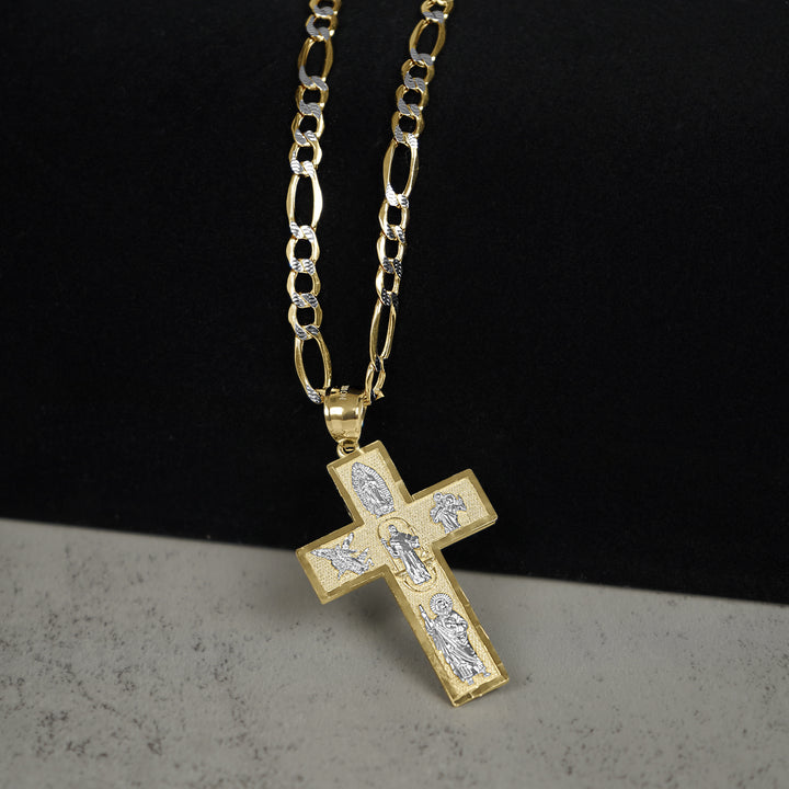 10k & 14k Gold Religious Two-Tone Cross Pendant