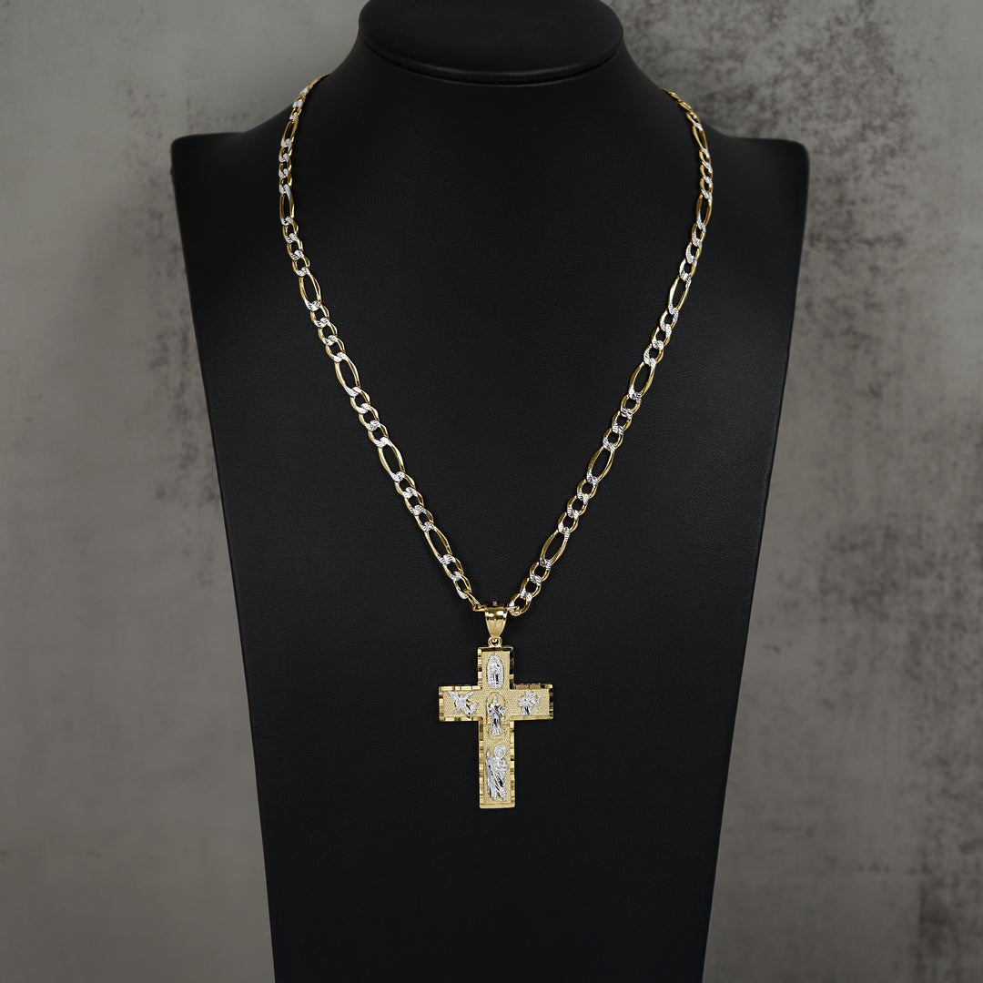 10k & 14k Gold Religious Two-Tone Cross Pendant