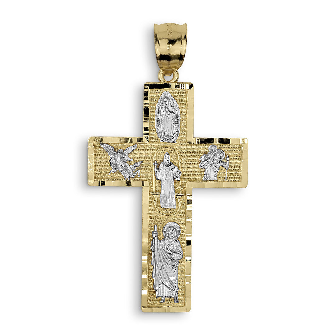 10k & 14k Gold Religious Two-Tone Cross Pendant