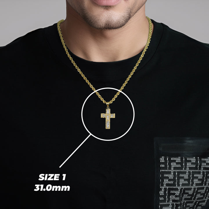 10k & 14k Gold Religious Two-Tone Cross Pendant