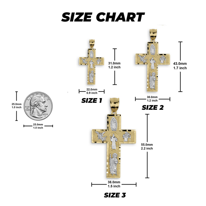 10k & 14k Gold Religious Two-Tone Cross Pendant