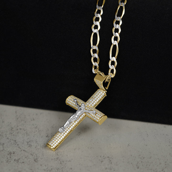 10k & 14k Gold Hermo Iced Crucifix Cross CZ Pendant