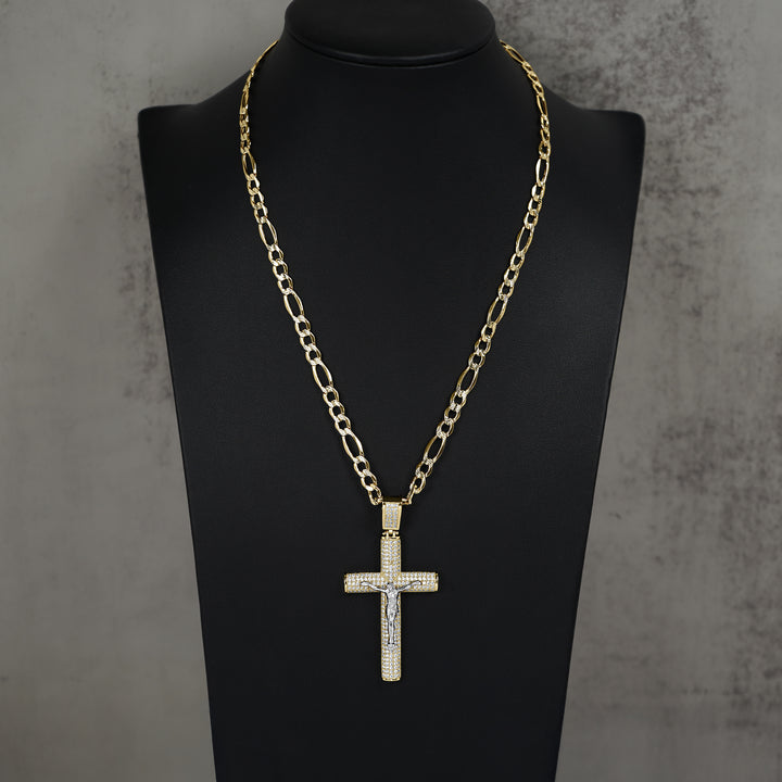 10k & 14k Gold Hermo Iced Crucifix Cross CZ Pendant