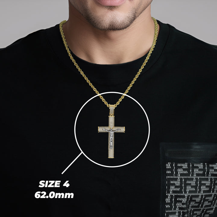 10k & 14k Gold Hermo Iced Crucifix Cross CZ Pendant