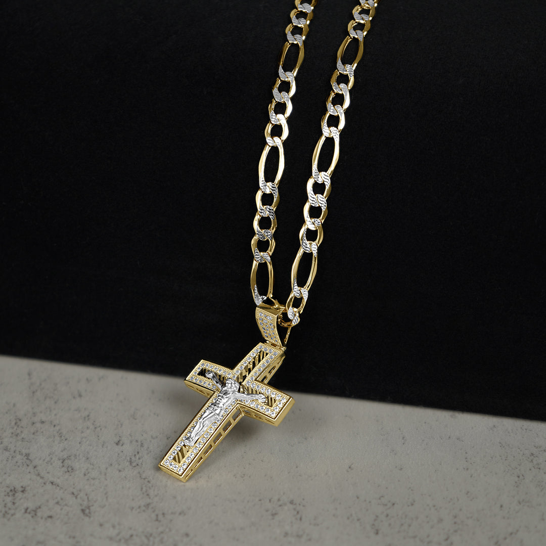 10k & 14k Gold Nemo Iced Crucifix Cross CZ Pendant