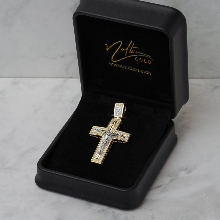 10k & 14k Gold Nemo Iced Crucifix Cross CZ Pendant