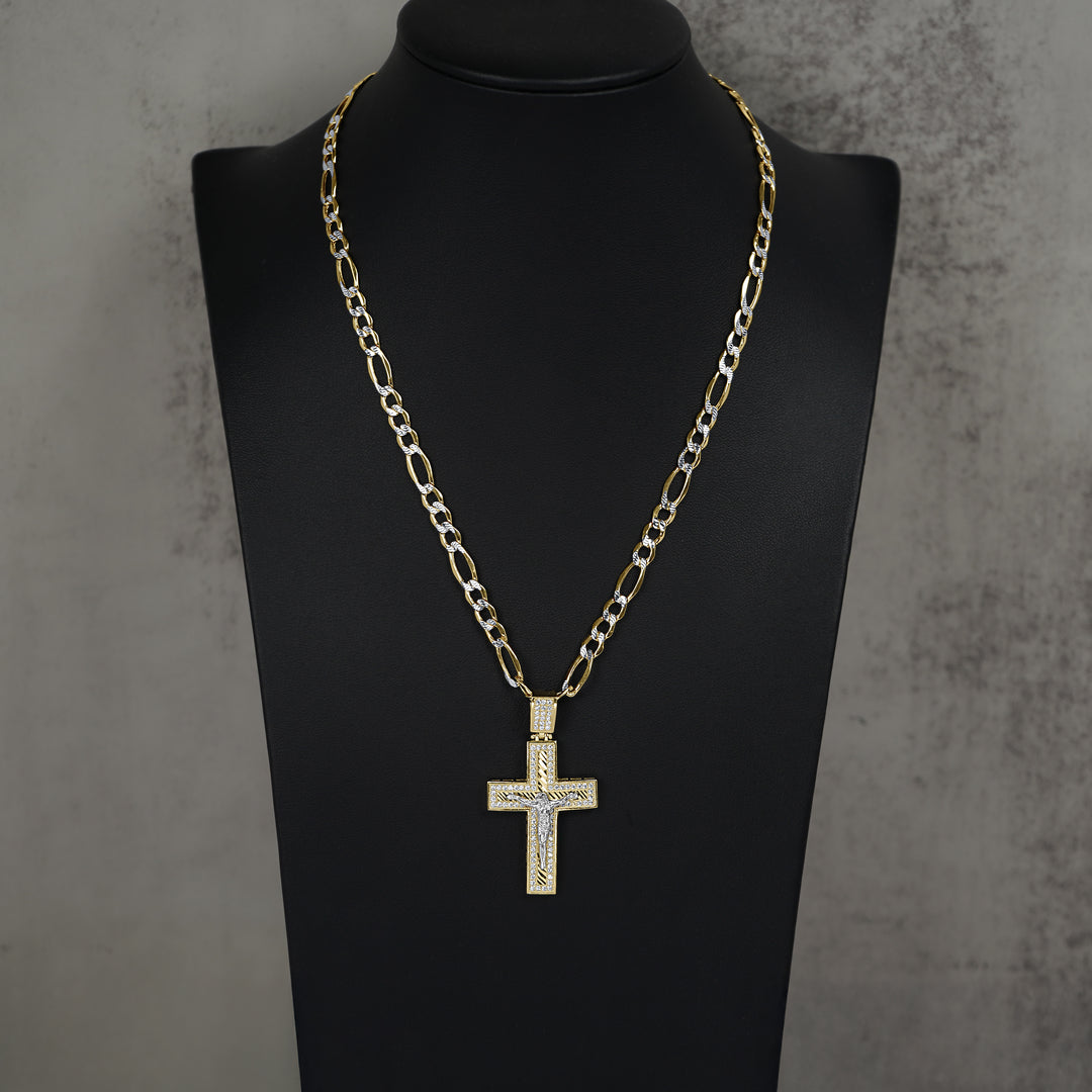 10k & 14k Gold Nemo Iced Crucifix Cross CZ Pendant