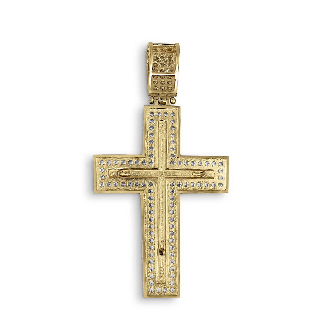 10k & 14k Gold Nemo Iced Crucifix Cross CZ Pendant