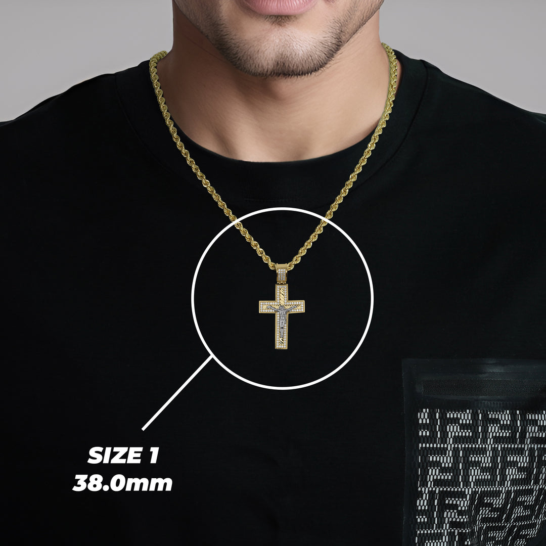 10k & 14k Gold Nemo Iced Crucifix Cross CZ Pendant