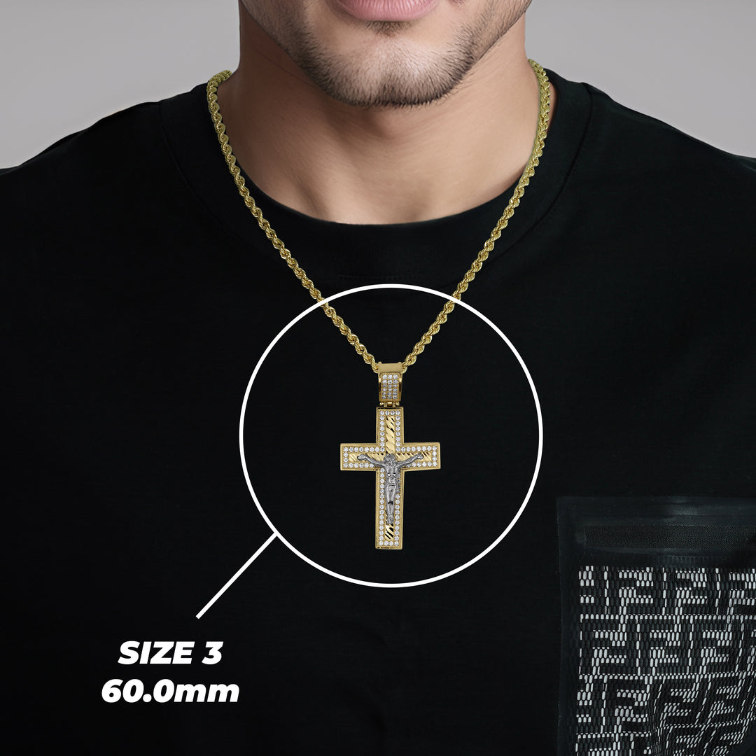 10k & 14k Gold Nemo Iced Crucifix Cross CZ Pendant