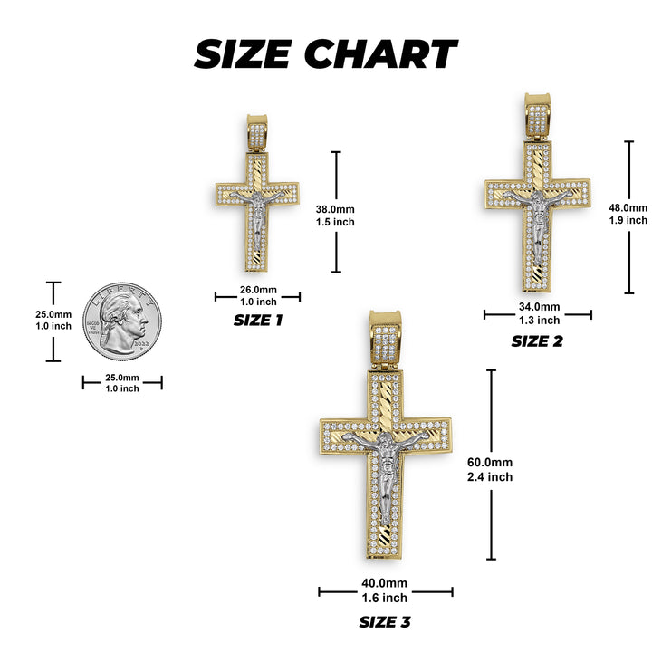 10k & 14k Gold Nemo Iced Crucifix Cross CZ Pendant