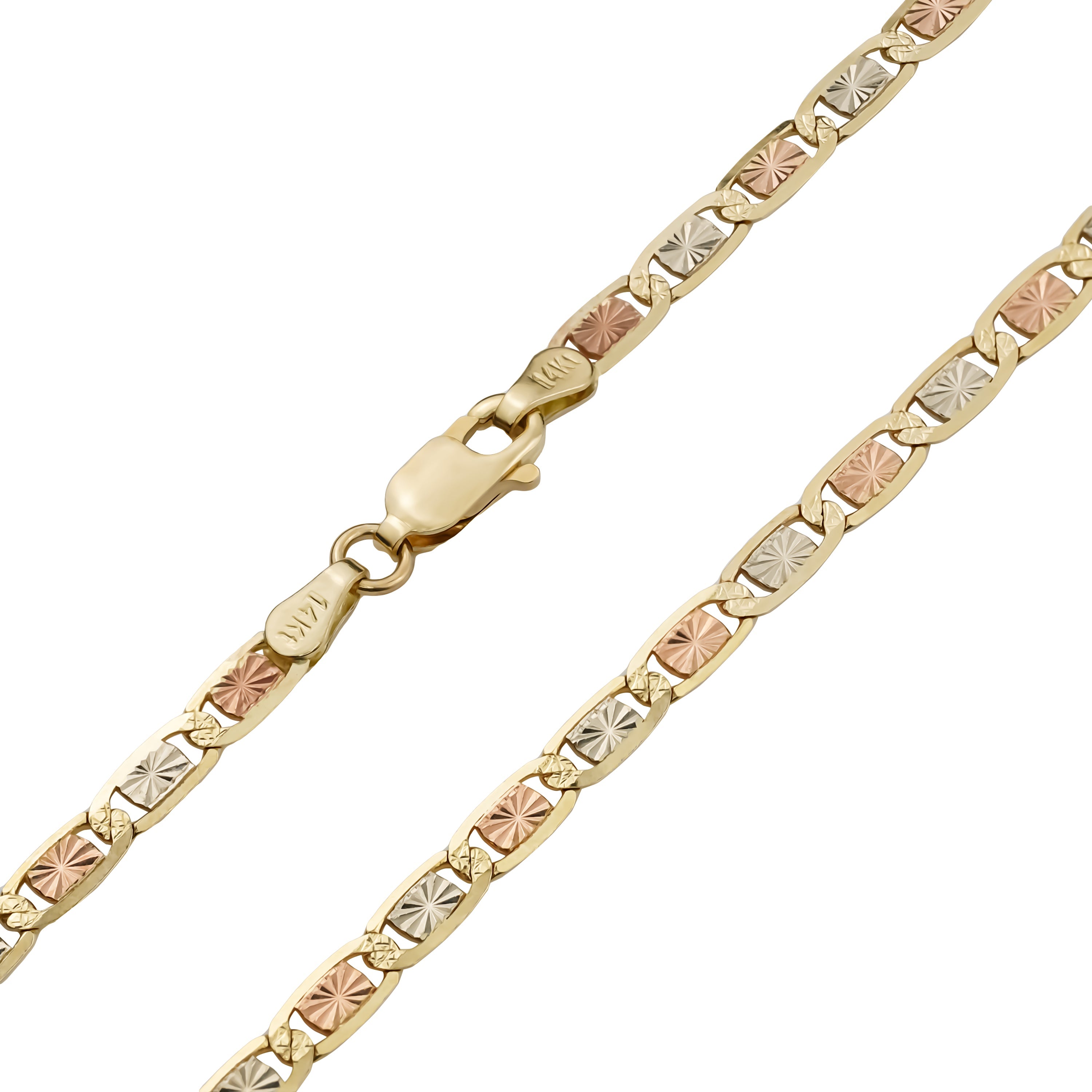 Solid 14K Gold Valentino Chain, 14K Tri Color Gold Chain, Rose sale Yellow