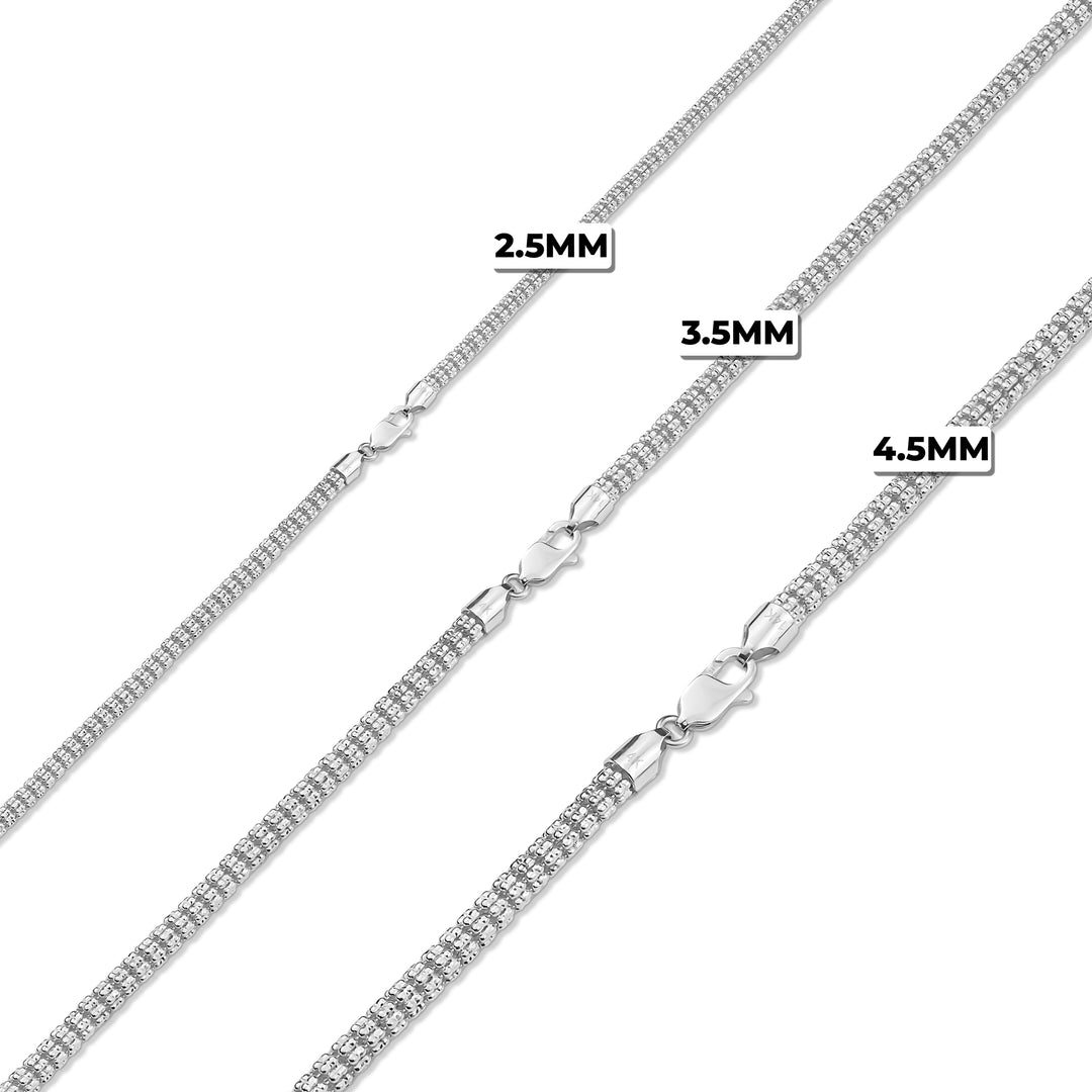 10k & 14k White Gold Classic Ice Chain