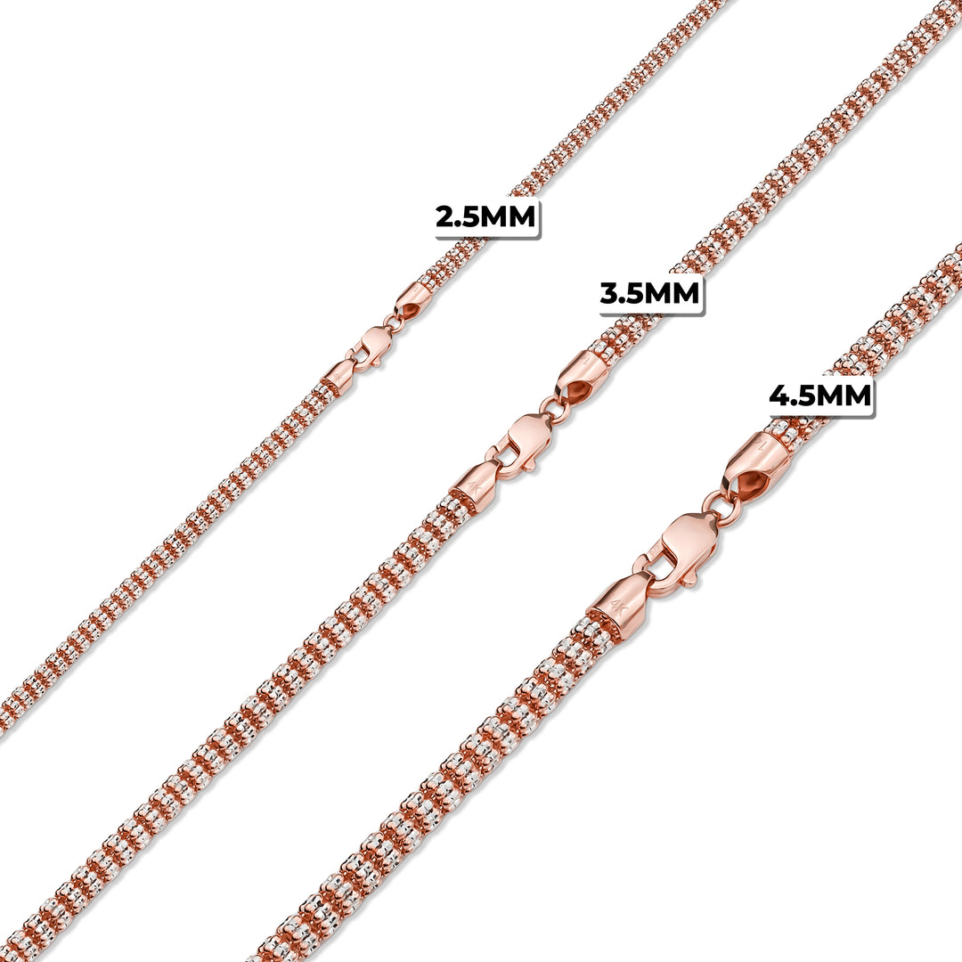 10k & 14k Rose Gold Two-Tone Classic Ice Chain