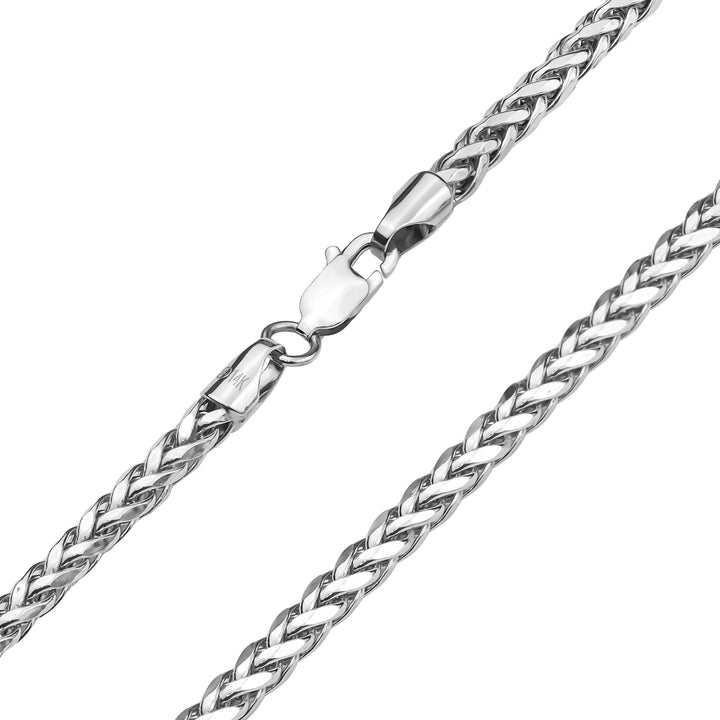 10k & 14k White Gold Classic Wheat Palm Chain