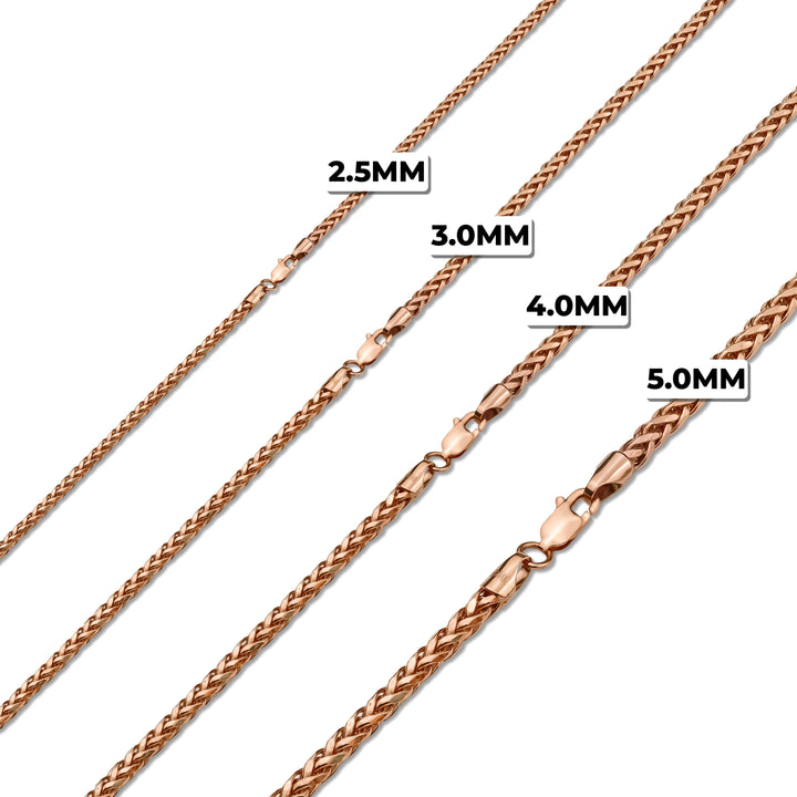 10k & 14k Rose Gold Classic Wheat Palm Chain