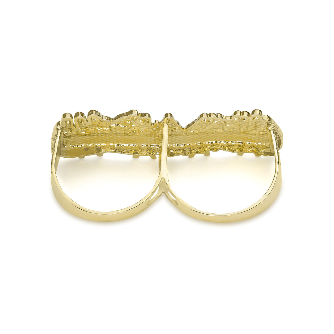 10k Gold Vintage Last Supper Two-Finger Ring