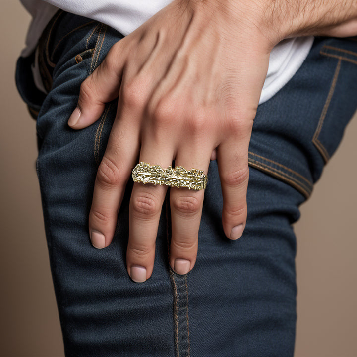 10k Gold Vintage Last Supper Two-Finger Ring