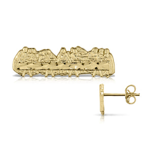 10k Gold Classic Last Supper Horiz Stud Earrings