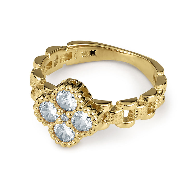 10k Gold Luxe Clover Rollie Band Ring