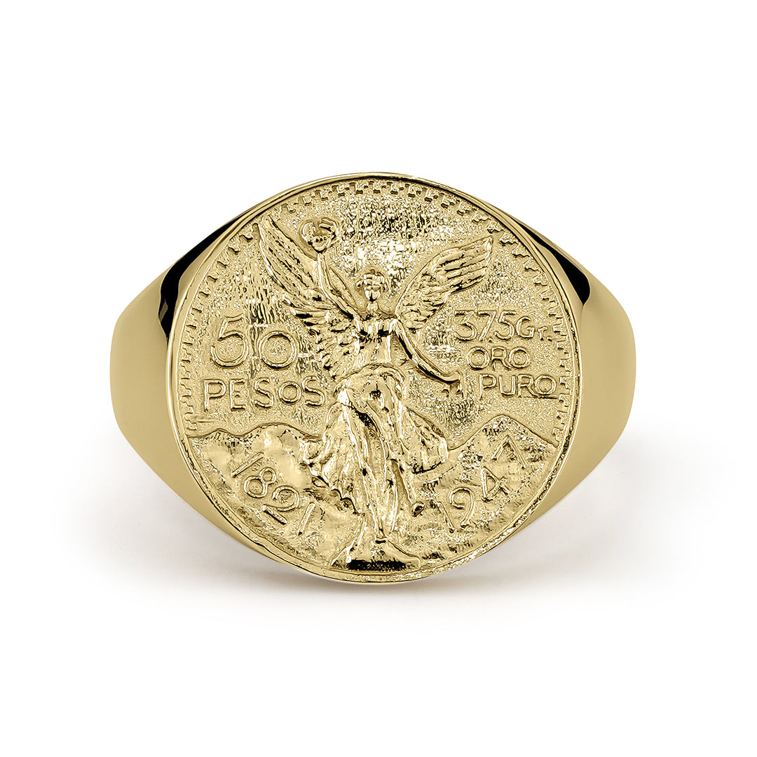 10k & 14k Gold Classic Centenario 50 Pesos Round Ring