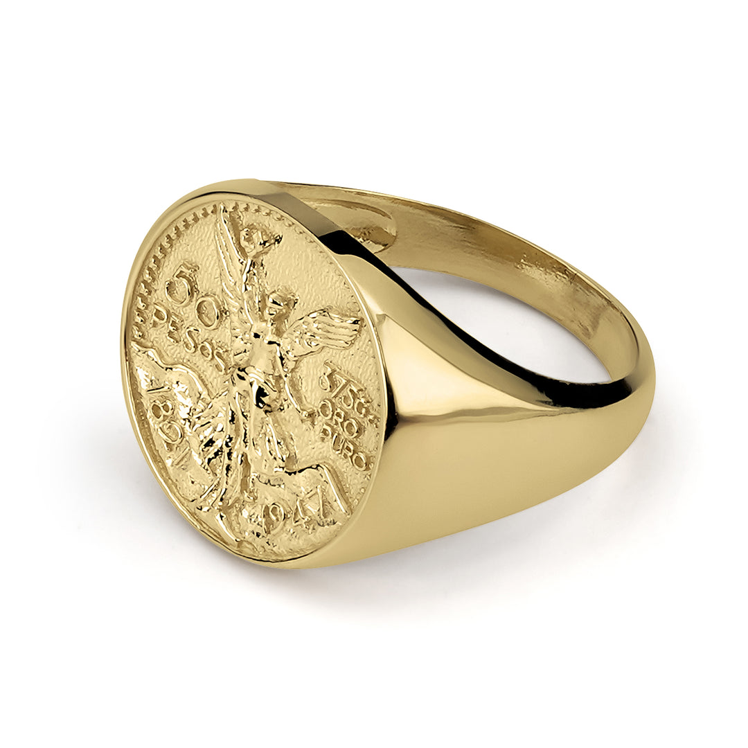 10k & 14k Gold Classic Centenario 50 Pesos Round Ring