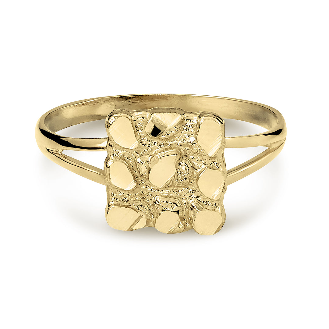 10k & 14k Gold Classic Nugget Square Slim Ring