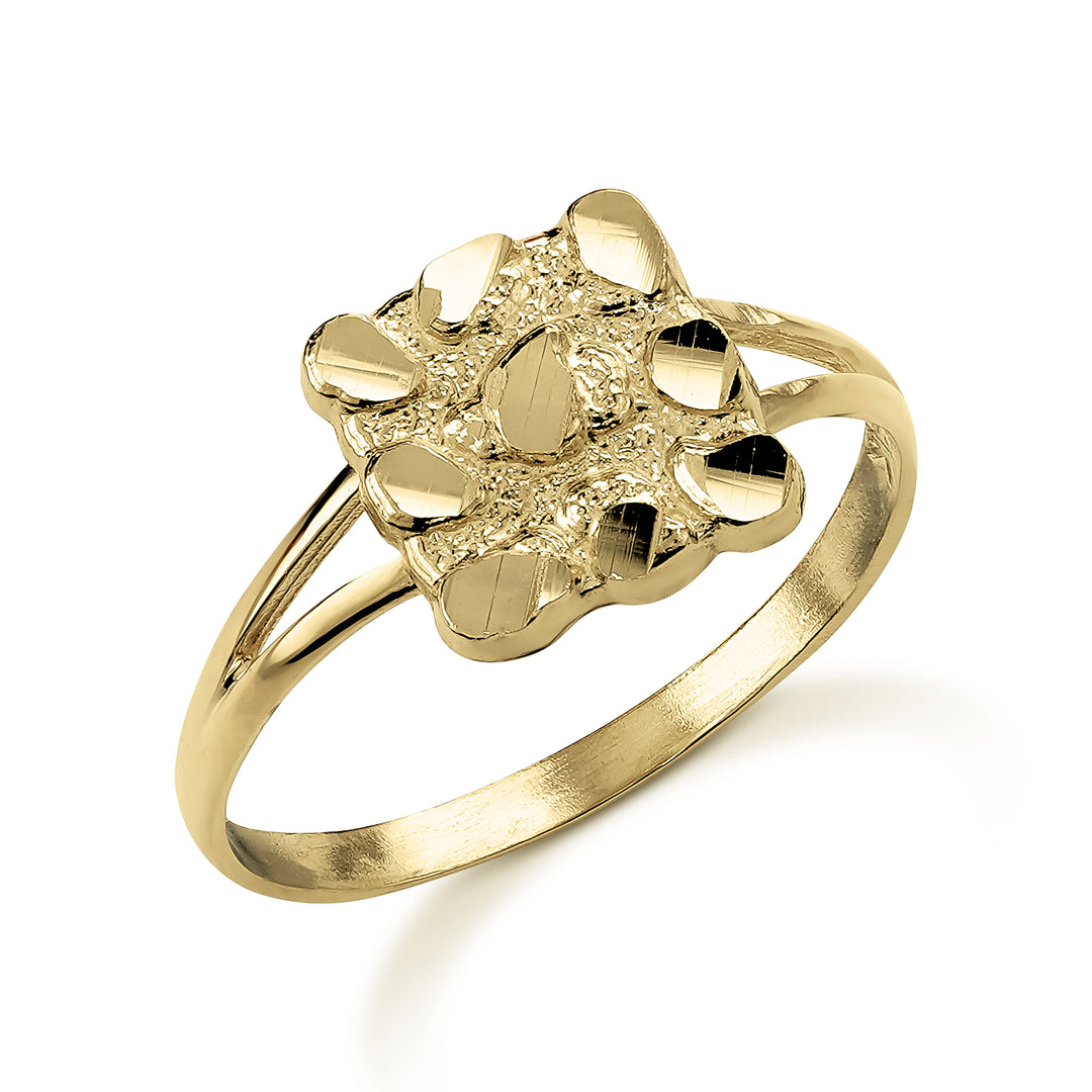 10k & 14k Gold Classic Nugget Square Slim Ring