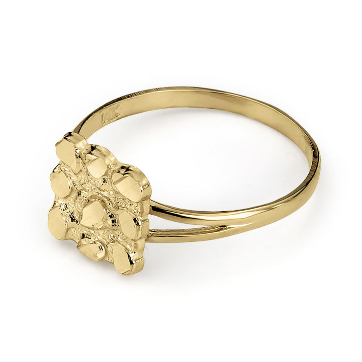 10k & 14k Gold Classic Nugget Square Slim Ring