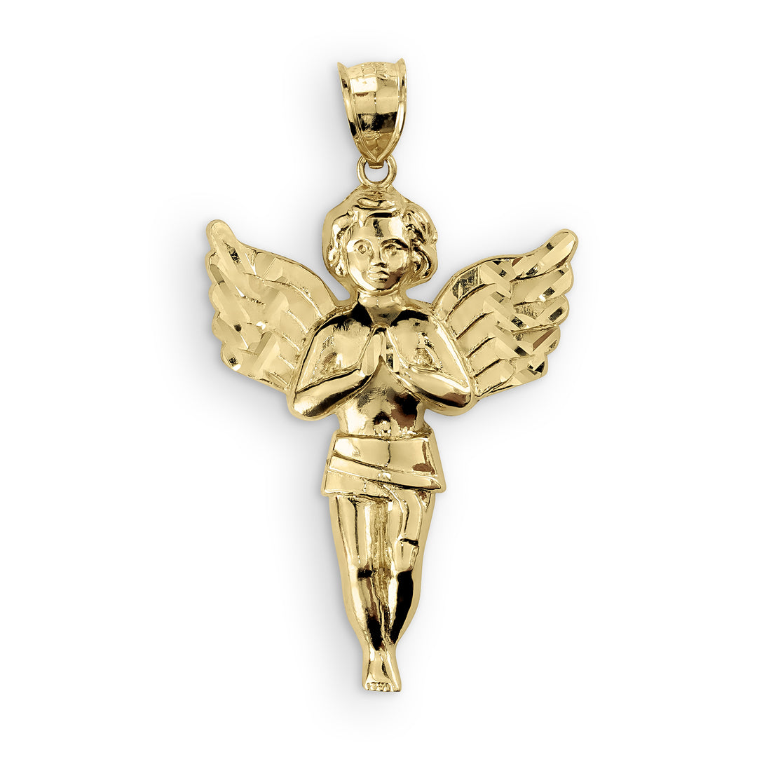 10k Gold Classic Praying Angel Pendant