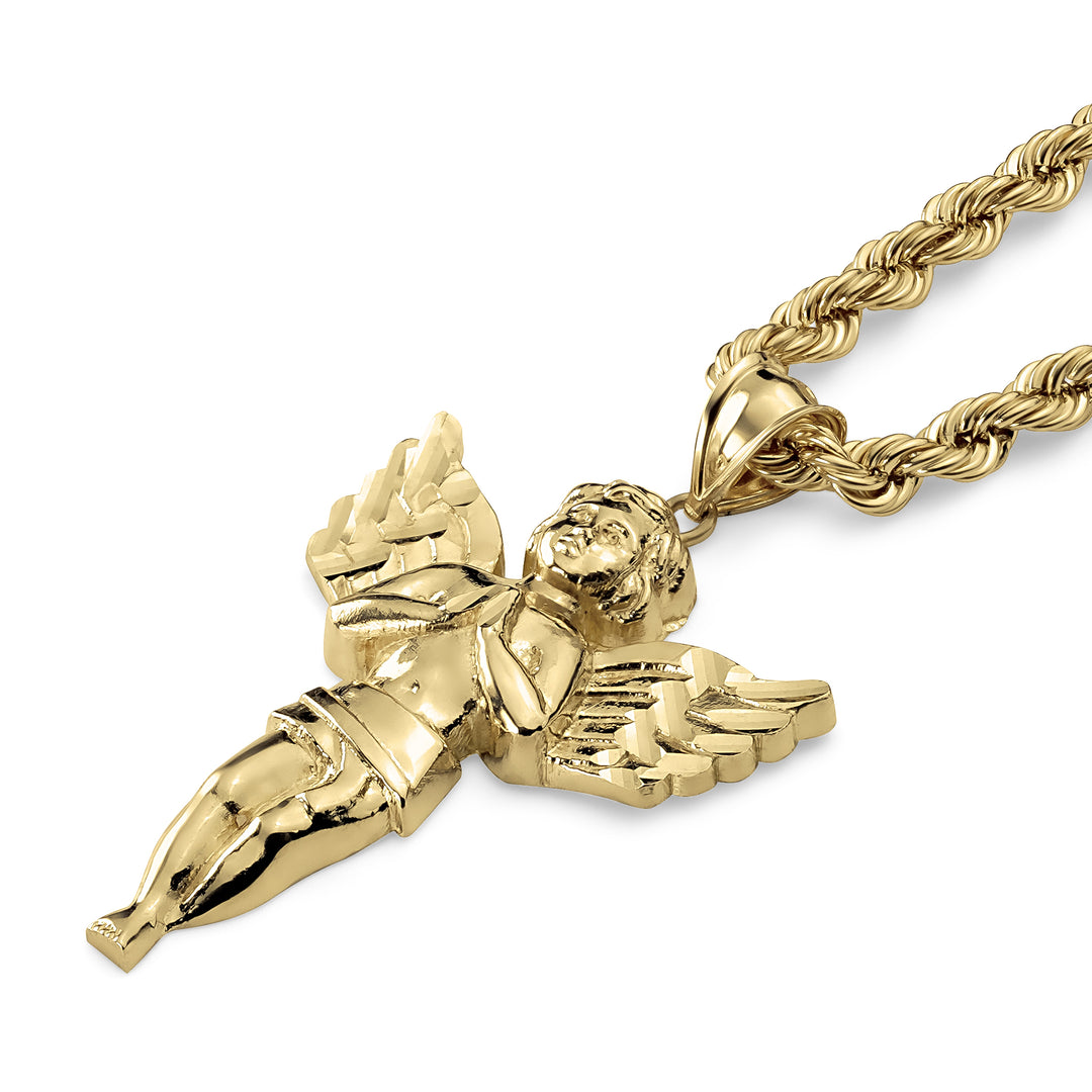 10k Gold Classic Praying Angel Pendant