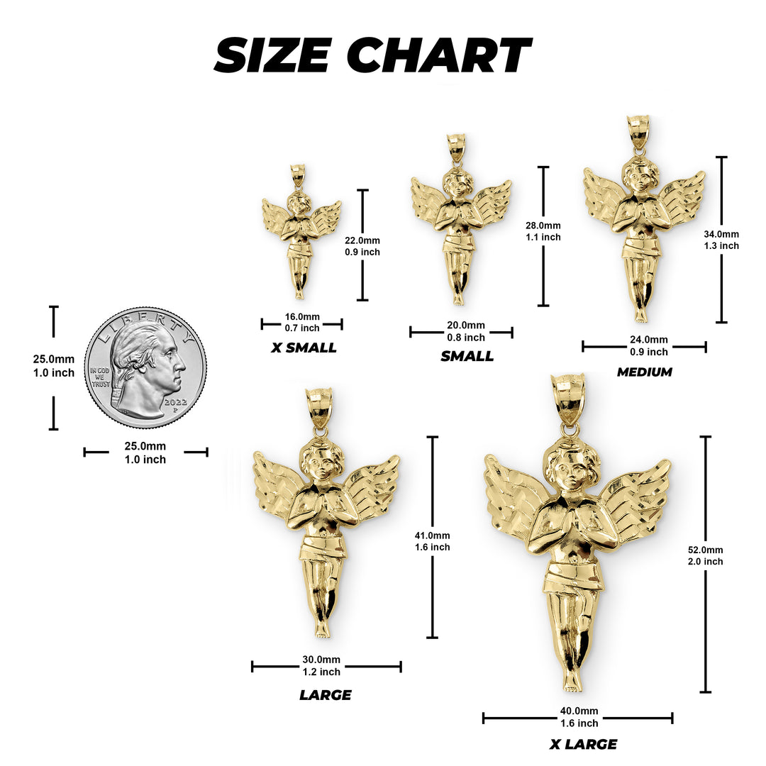 10k Gold Classic Praying Angel Pendant