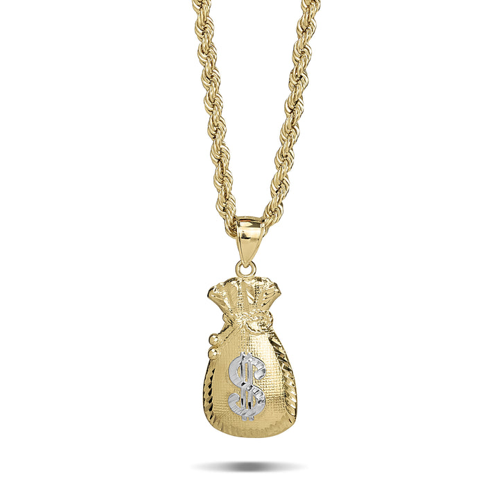 10k Gold Kali Money Loot Bag DC Two-Tone Pendant