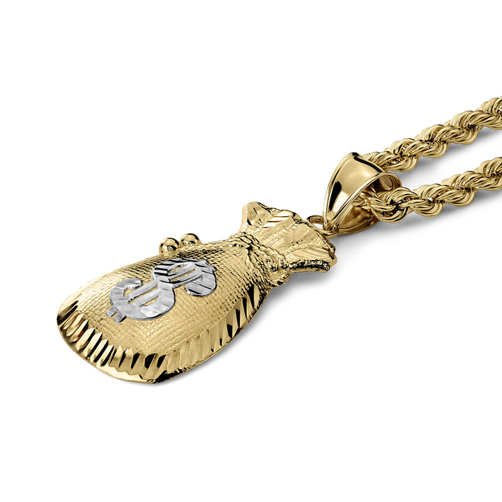 10k Gold Kali Money Loot Bag DC Two-Tone Pendant