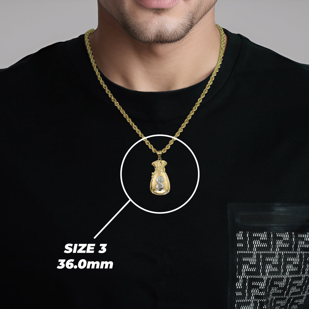 10k Gold Kali Money Loot Bag DC Two-Tone Pendant