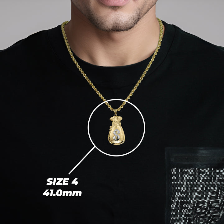 10k Gold Kali Money Loot Bag DC Two-Tone Pendant