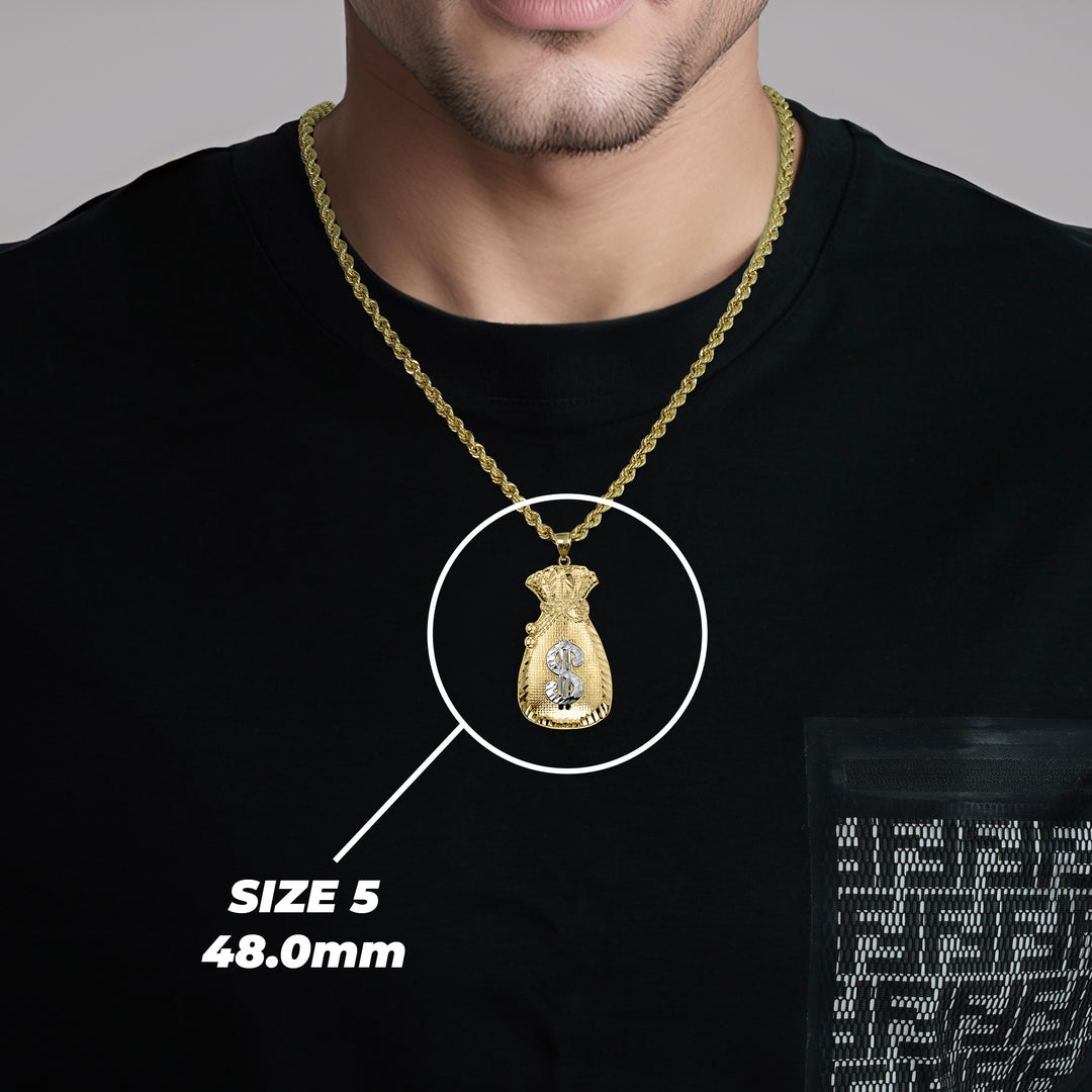 10k Gold Kali Money Loot Bag DC Two-Tone Pendant