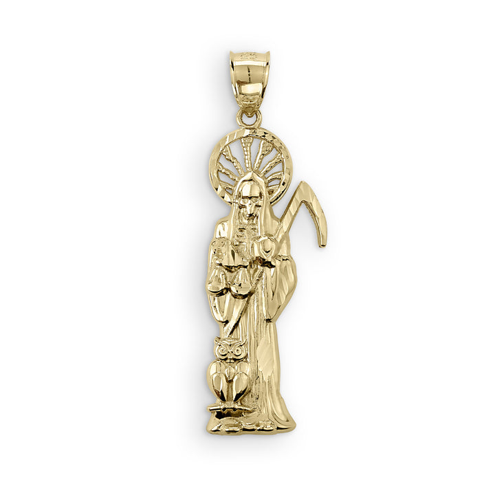 10k Gold Classic Santa Muerte n Owl Pendant