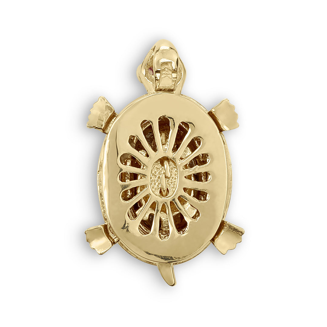 14k Gold Luxe Tricolor Tortoise CZ Pendant