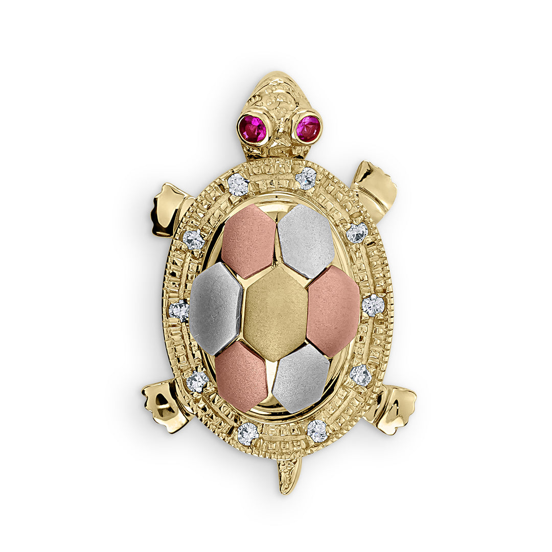 14k Gold Luxe Tricolor Tortoise CZ Pendant