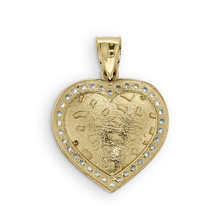 10k & 14k Gold Vintage Heart Nugget CZ Pendant