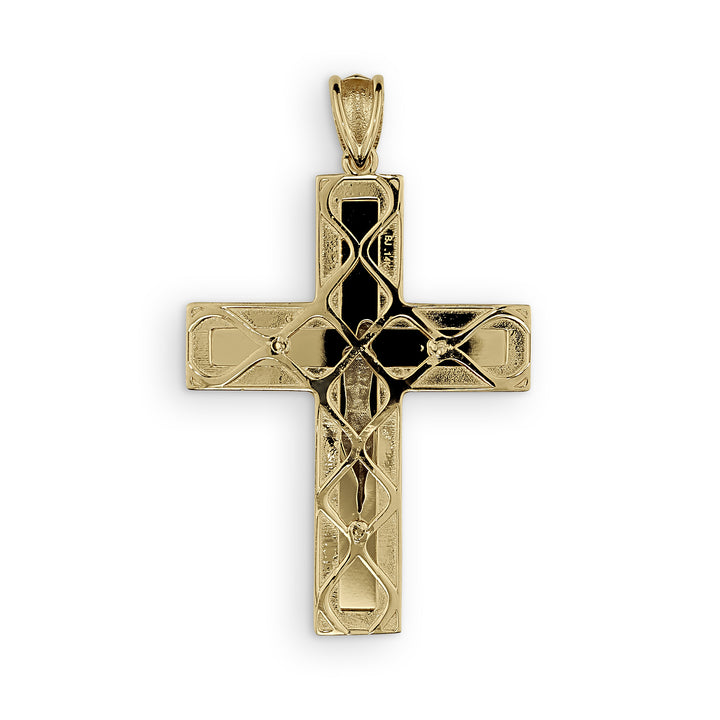 10k & 14k Gold Vincent Two-Tone Crucifix Classic Cross Pendant