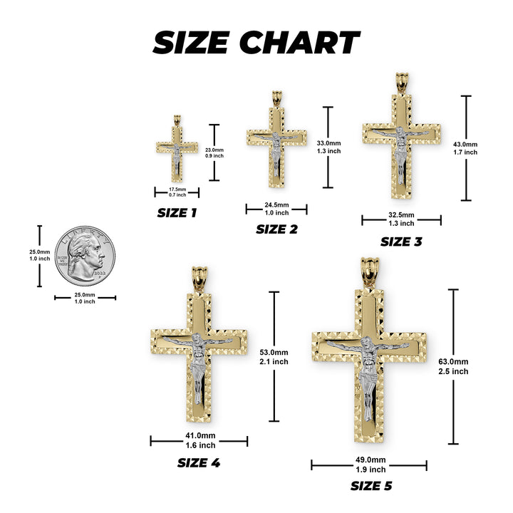 10k & 14k Gold Vincent Two-Tone Crucifix Classic Cross Pendant