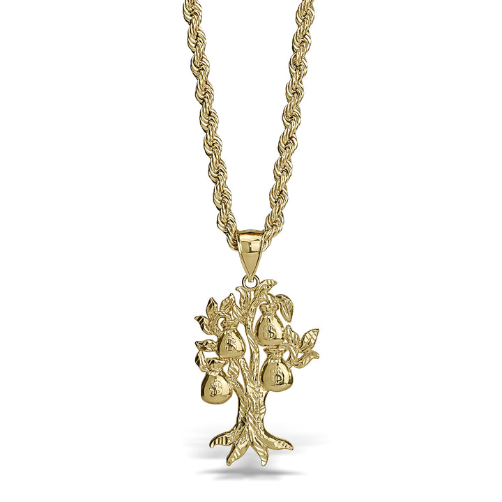 10k Gold Vintage Money Bag Tree Pendant