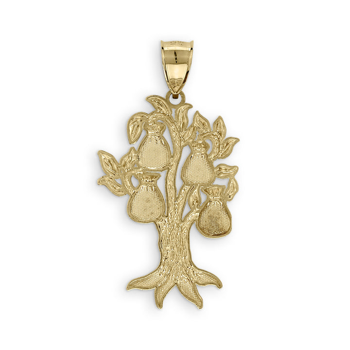 10k Gold Vintage Money Bag Tree Pendant