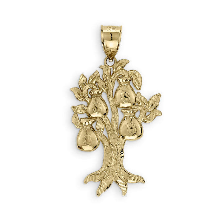 10k Gold Vintage Money Bag Tree Pendant