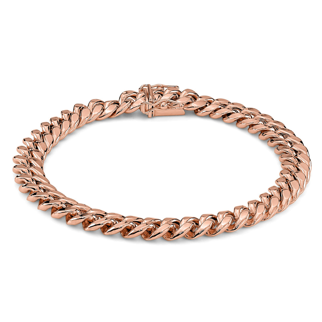 14k Rose Gold Classic Miami Cuban Bracelet/Anklet (Solid)