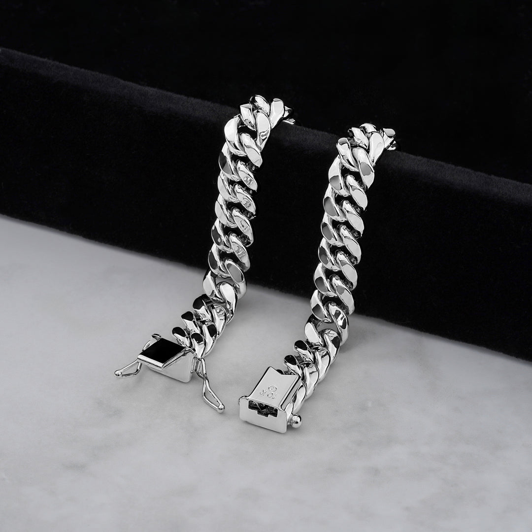 10k White Gold Classic Miami Cuban Bracelet/Anklet (Semi-Solid)