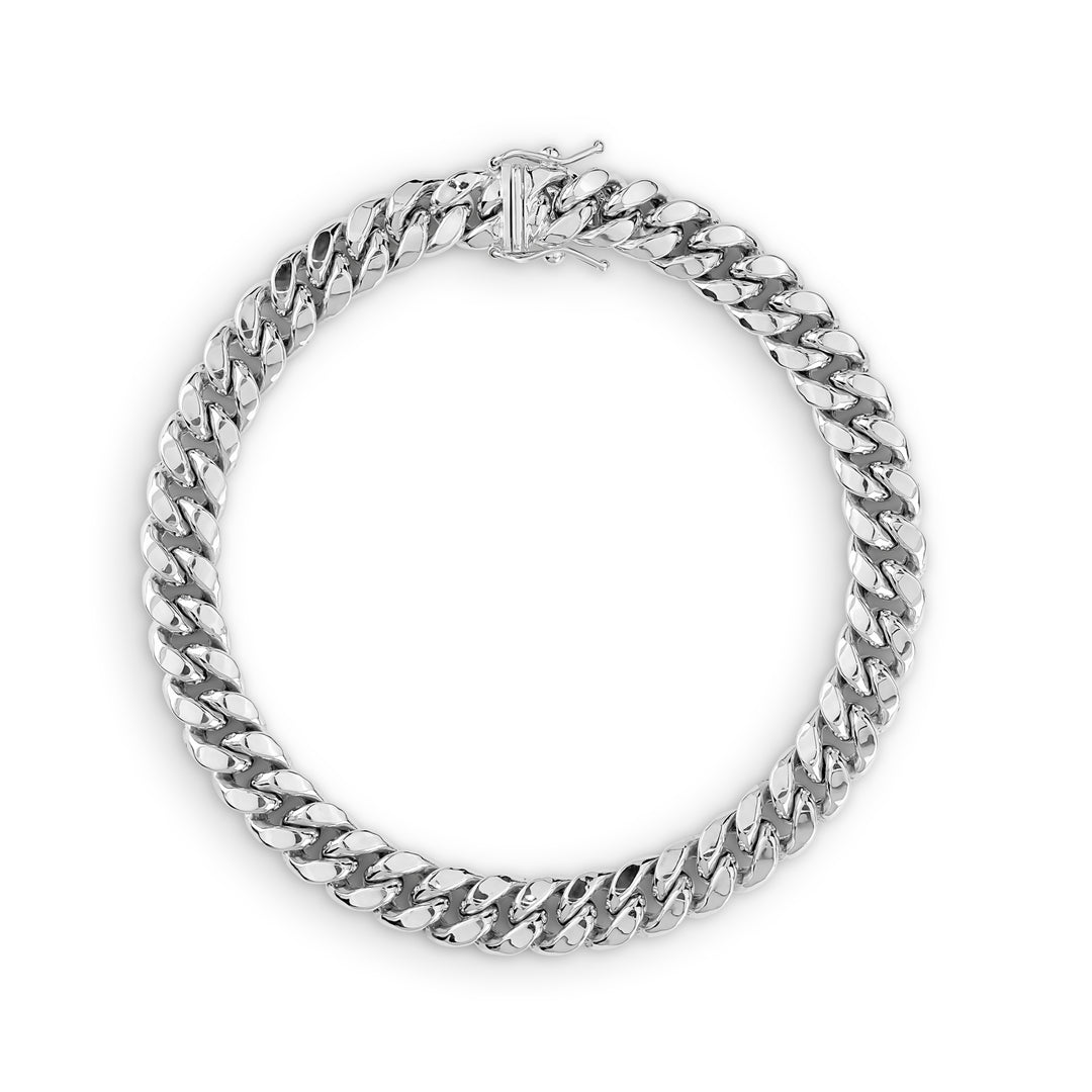 10k White Gold Classic Miami Cuban Bracelet/Anklet (Solid)